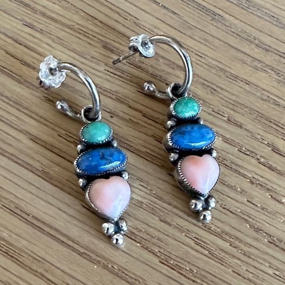 Don Lucas Jewelry - Vintage Don Lucas Sterling Multi-Stone Dangle Earrings